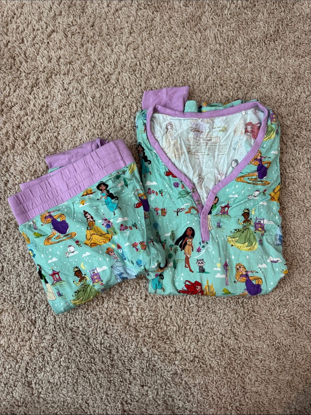 Little Sleepies Women’s Teal Disney Princess Pajamas set